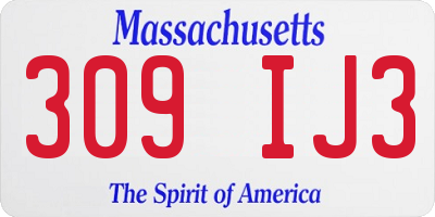 MA license plate 309IJ3