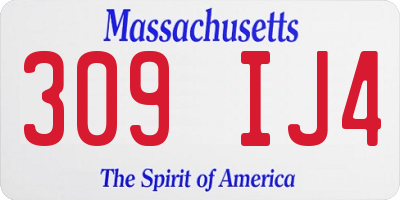 MA license plate 309IJ4