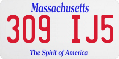 MA license plate 309IJ5