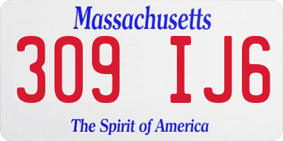 MA license plate 309IJ6