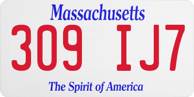 MA license plate 309IJ7