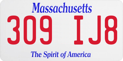 MA license plate 309IJ8