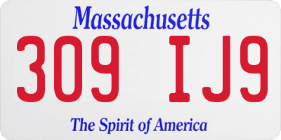 MA license plate 309IJ9