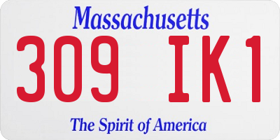 MA license plate 309IK1
