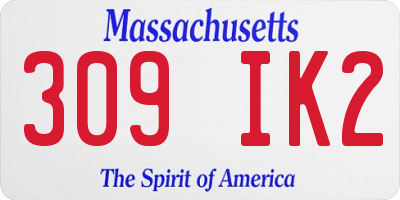 MA license plate 309IK2