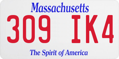 MA license plate 309IK4