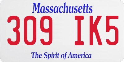 MA license plate 309IK5