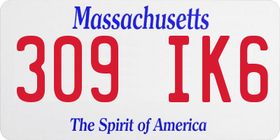 MA license plate 309IK6