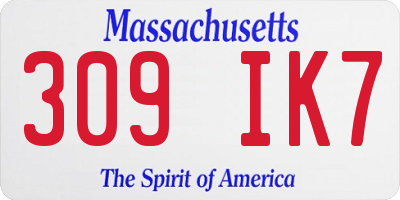MA license plate 309IK7