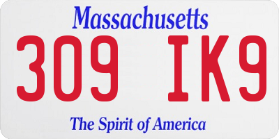 MA license plate 309IK9