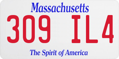 MA license plate 309IL4