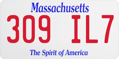 MA license plate 309IL7
