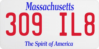 MA license plate 309IL8