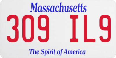 MA license plate 309IL9
