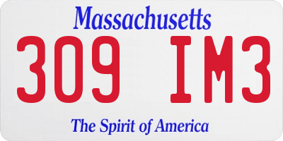 MA license plate 309IM3