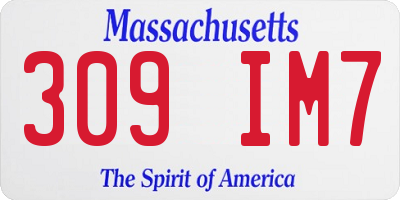 MA license plate 309IM7