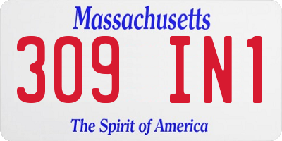MA license plate 309IN1