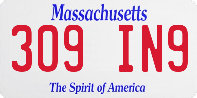 MA license plate 309IN9