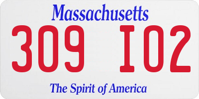 MA license plate 309IO2