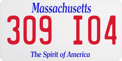 MA license plate 309IO4