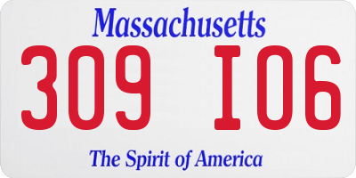 MA license plate 309IO6