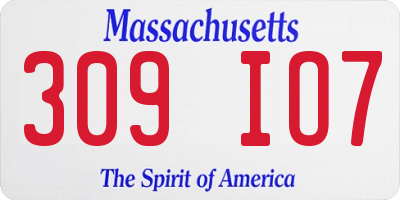 MA license plate 309IO7