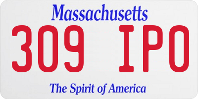 MA license plate 309IP0