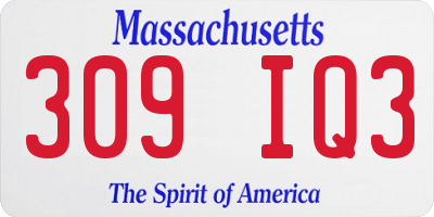 MA license plate 309IQ3