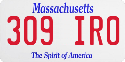 MA license plate 309IR0