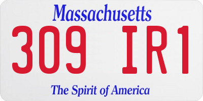 MA license plate 309IR1