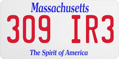 MA license plate 309IR3