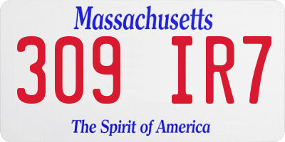 MA license plate 309IR7