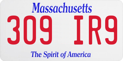 MA license plate 309IR9