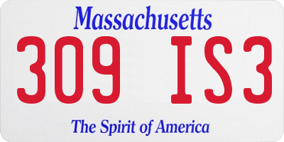 MA license plate 309IS3