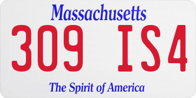 MA license plate 309IS4