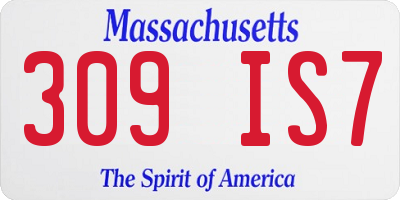 MA license plate 309IS7