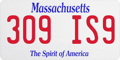 MA license plate 309IS9