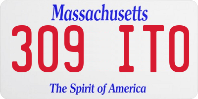 MA license plate 309IT0