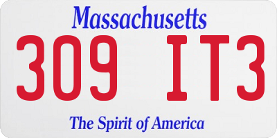 MA license plate 309IT3