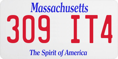 MA license plate 309IT4