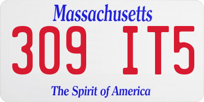 MA license plate 309IT5