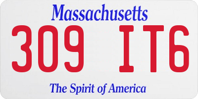 MA license plate 309IT6