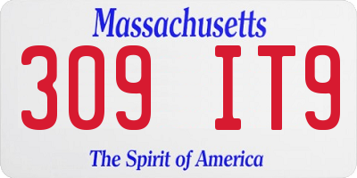 MA license plate 309IT9
