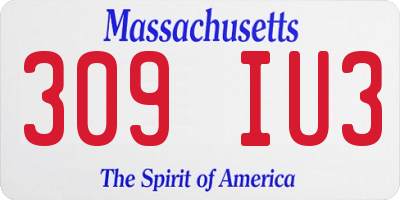 MA license plate 309IU3