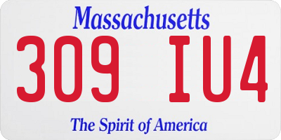MA license plate 309IU4