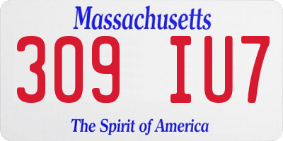 MA license plate 309IU7