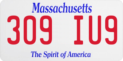 MA license plate 309IU9