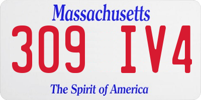 MA license plate 309IV4