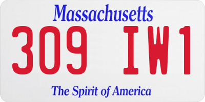 MA license plate 309IW1