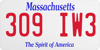 MA license plate 309IW3